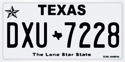 TX license plate DXU7228