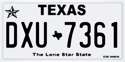 TX license plate DXU7361