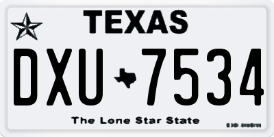 TX license plate DXU7534