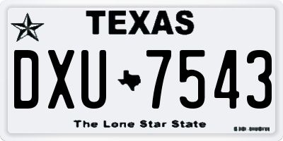 TX license plate DXU7543