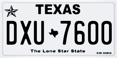 TX license plate DXU7600
