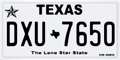TX license plate DXU7650