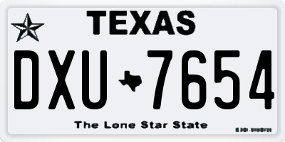 TX license plate DXU7654