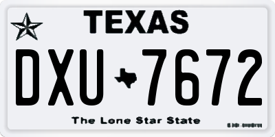 TX license plate DXU7672