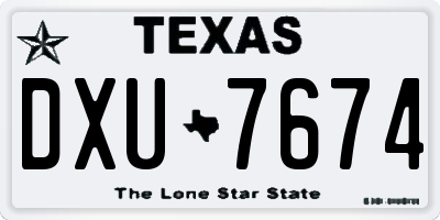 TX license plate DXU7674