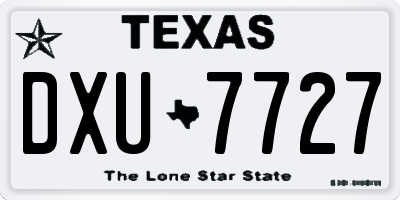 TX license plate DXU7727
