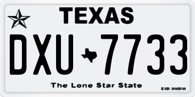 TX license plate DXU7733