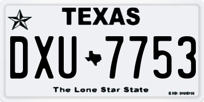 TX license plate DXU7753
