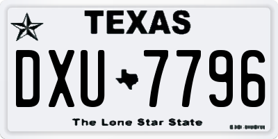 TX license plate DXU7796