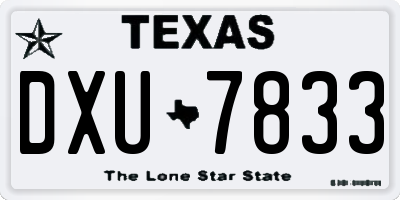 TX license plate DXU7833