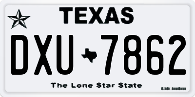 TX license plate DXU7862