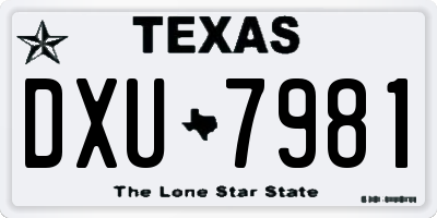 TX license plate DXU7981