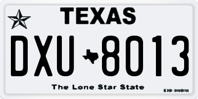 TX license plate DXU8013