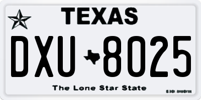 TX license plate DXU8025