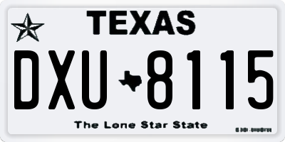 TX license plate DXU8115