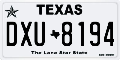 TX license plate DXU8194