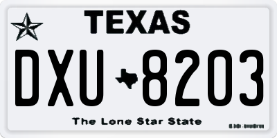 TX license plate DXU8203