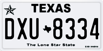 TX license plate DXU8334