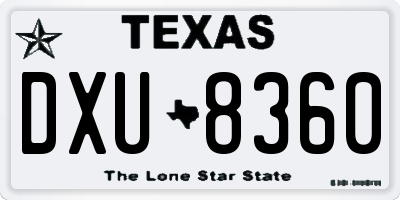 TX license plate DXU8360