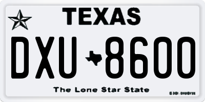 TX license plate DXU8600