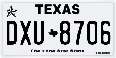 TX license plate DXU8706