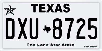 TX license plate DXU8725