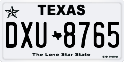 TX license plate DXU8765