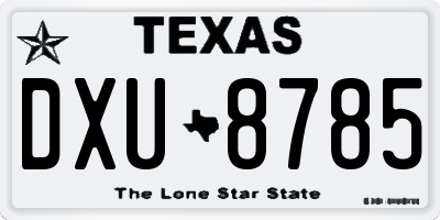 TX license plate DXU8785