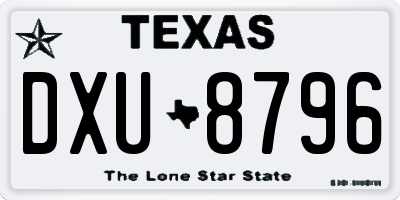 TX license plate DXU8796