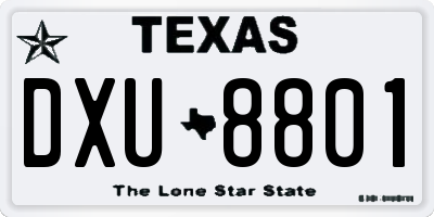 TX license plate DXU8801