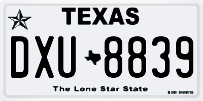 TX license plate DXU8839