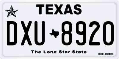 TX license plate DXU8920