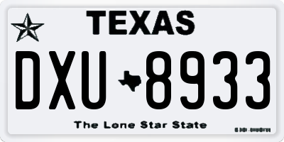 TX license plate DXU8933