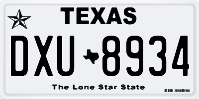 TX license plate DXU8934