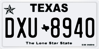 TX license plate DXU8940