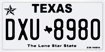 TX license plate DXU8980