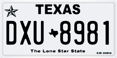 TX license plate DXU8981