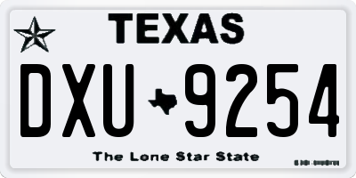 TX license plate DXU9254