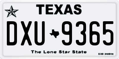TX license plate DXU9365