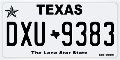 TX license plate DXU9383