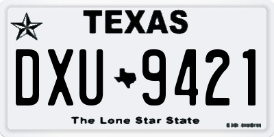 TX license plate DXU9421