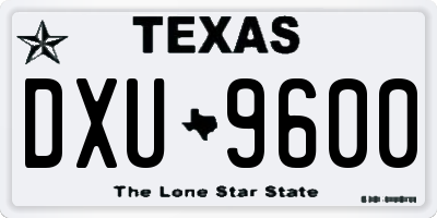 TX license plate DXU9600