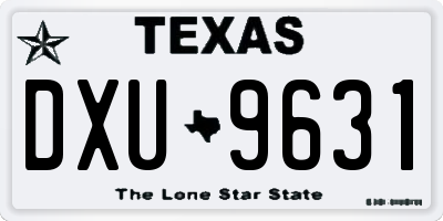TX license plate DXU9631