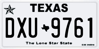TX license plate DXU9761