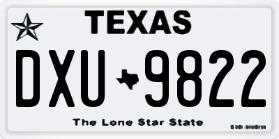 TX license plate DXU9822