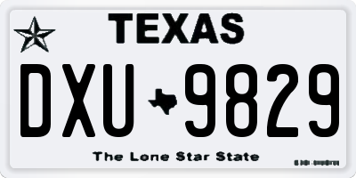 TX license plate DXU9829
