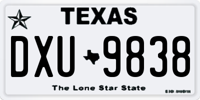 TX license plate DXU9838