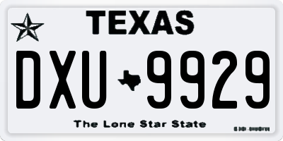 TX license plate DXU9929