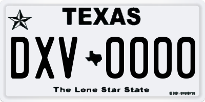 TX license plate DXV0000