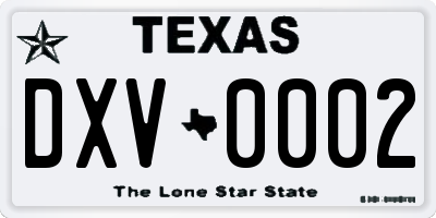 TX license plate DXV0002